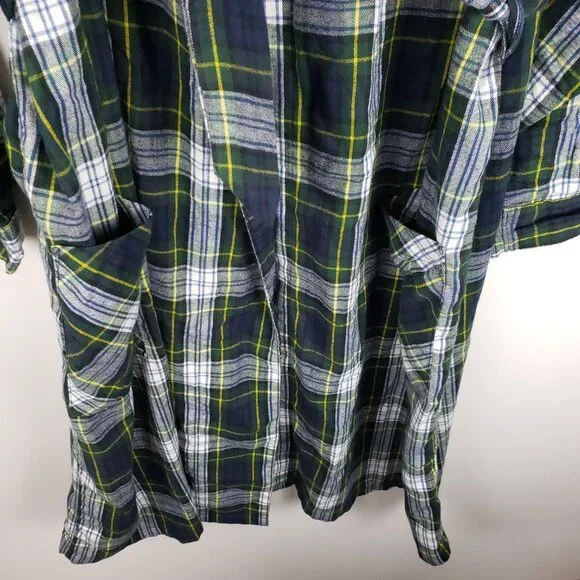 LL Bean Mens XL Gordon Dress Tartan Cotton Flannel Bath Robe Lounge Plaid Cabin - Picture 4 of 7